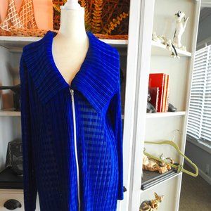Royal Blue Chicos Travelers jacket with shawl collar